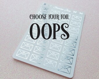 OOPS Foiled Envelope Icon Planner Stickers, White or Clear Happy Mail Icon, Post & Letter Icons, Post Office Trip, Mail Run, Imperfect RS090