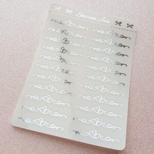 Foil Clear Swirly Heart Swash Divider Planner Stickers, Swirly Heart Overlays, Clear Foil Love Hearts, Delicate Fancy Dividers, RS053