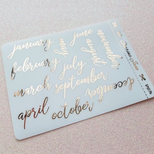 Pegatinas para planificadores mensuales con láminas grandes, pegatinas con fecha en la tapa, pegatinas de calendario, pegatinas de meses blancas o transparentes, RS076