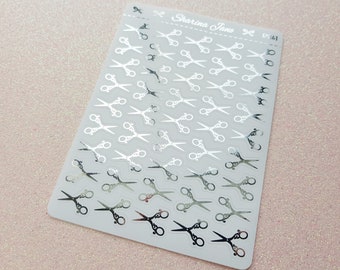 Foil Hairdressing Scissors Icon Planner Stickers - White or Clear, Self Care Icons, Hairdresser Appointment Tracker, Haircut Icon, RS161