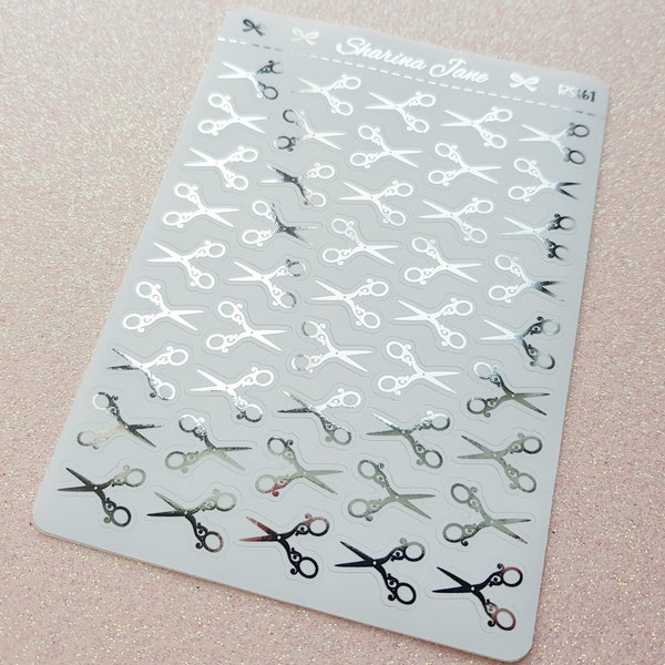 Foil Hairdressing Scissors Icon Planner Stickers - White or Clear, Self Care Icons, Hairdresser Appointment Tracker, Haircut Icon, RS161