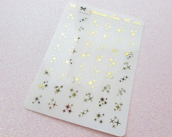 Foil Clear Mixed Star Cluster Dots, Deco Planner Stickers, Galaxy Starburst Celestial Twinkle Sparkle, Clear Decorative Dazzling Stars,