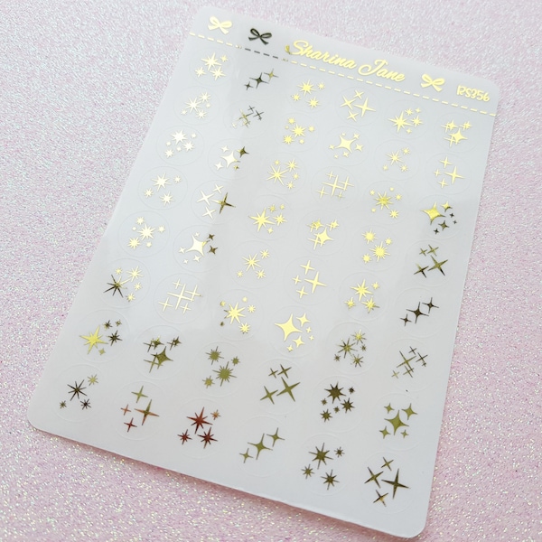 Foil Clear Mixed Star Cluster Dots, Deco Planner Stickers, Galaxy Starburst Celestial Twinkle Sparkle, Clear Decorative Dazzling Stars,