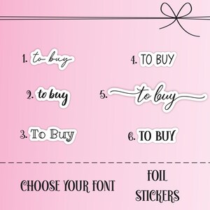 Pegatinas para planificador de scripts Foiled To Buy, transparentes o blancas, pegatinas para comprar, pegatinas recordatorias, pegatinas de compras, cosas pequeñas y pequeñas