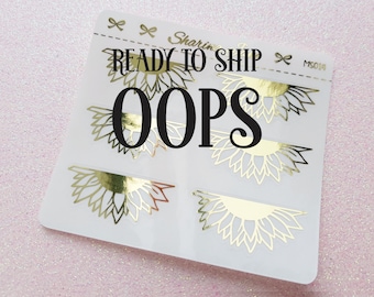 OOPS Foiled Sunflower Clear Overlay Planner Stickers - Mini Sheet, Half Box Sunflower Overlays, Clear Foil Deco Stickers, Imperfect MS014