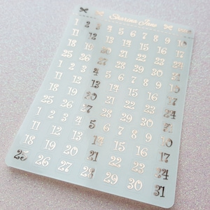 Clear foil Date Dots, Date Dot Planner Stickers, Clear Overlays, Calendar Stickers, Foiled Number Stickers, Foil Date Covers, RS003 rs003