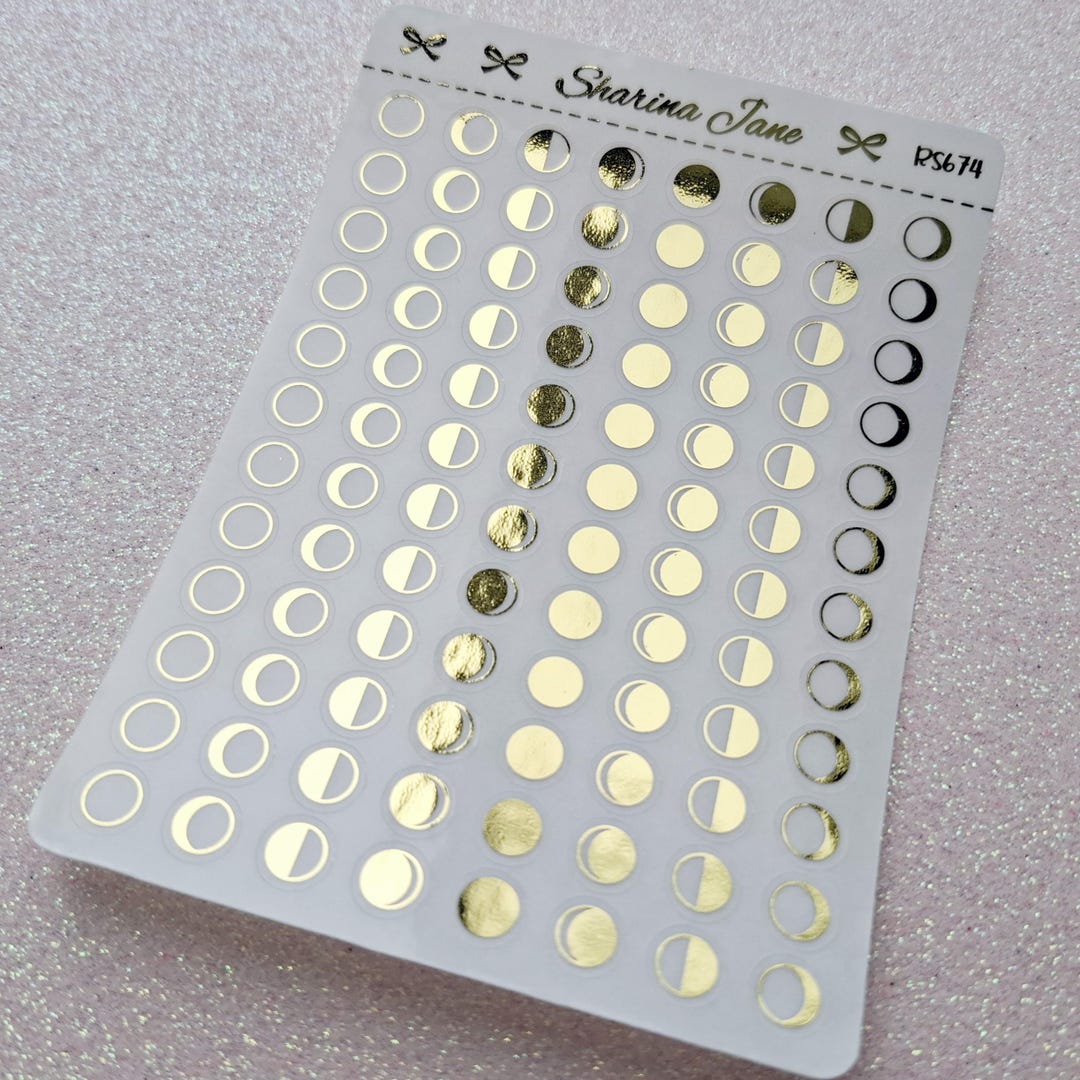 Moon Phase Icon Planner Stickers - Foiled, White or Clear Foil Moon ...