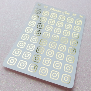 Foil Instagram Icon Planner Sticker, White or Clear Social Media Icon, Instagram Icon Sticker, Foil Icon Stickers, Insta Stickers, RS093