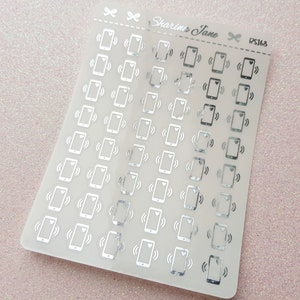 Pegatinas para planificador con íconos de teléfono móvil con láminas blancas o transparentes, íconos de Face Time o video chat, lindo ícono de llamada de Zoom, Call Home