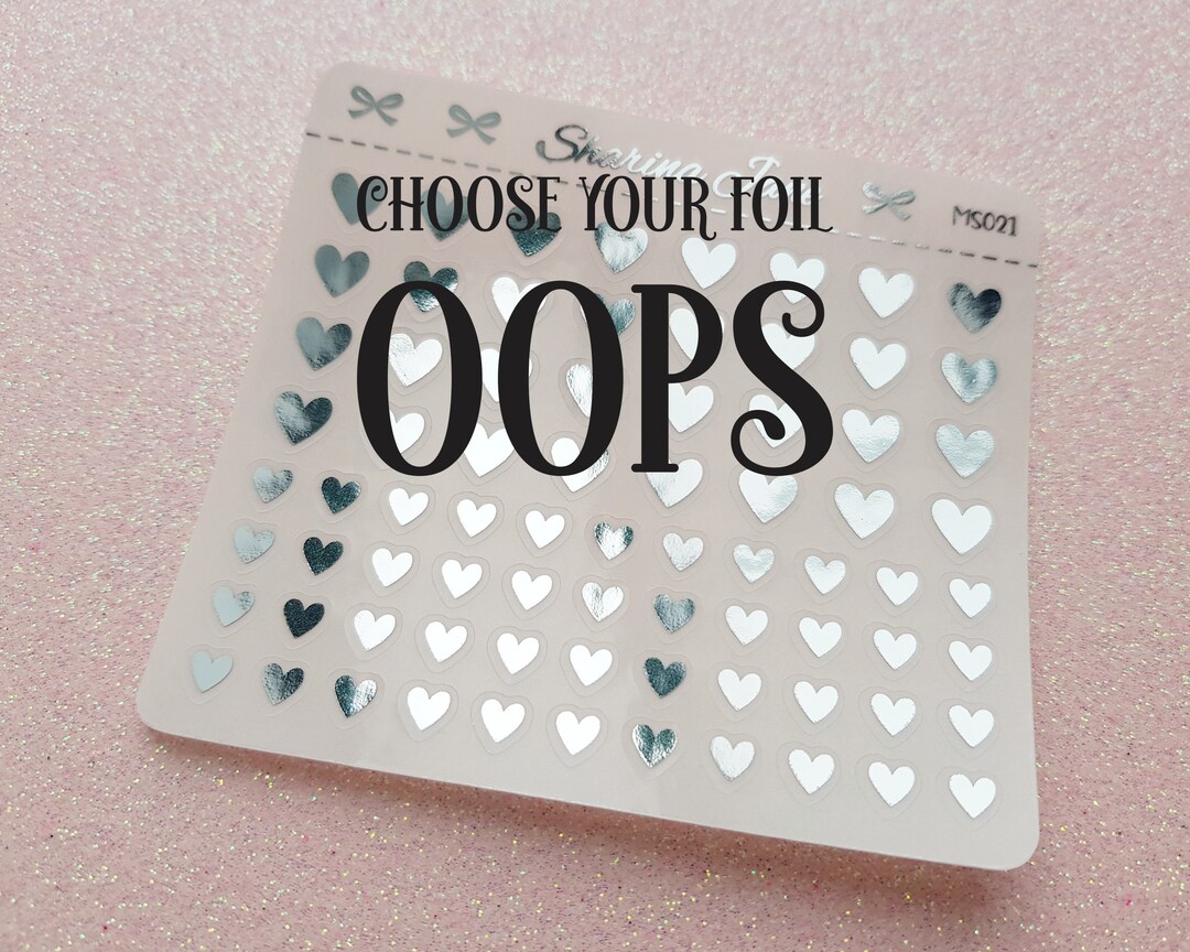 OOPS Foil Clear Mini Heart Planner Stickers - Mini Sheet, Miniature ...