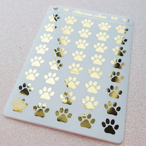 Planificateur d'autocollants en aluminium avec empreintes de pattes, autocollants blancs ou transparents pour chiens et chats, autocollants pour chiots et chatons, suiveurs de soins pour animaux de compagnie, autocollants d'animaux, RS097