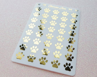 Foil Paw Print Icon Planner Stickers, White or Clear Dog and Cat Stickers, Puppy & Kitten Sticker, Pet Care Trackers, Animal Stickers, RS097