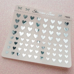 Pegatinas de corazón en miniatura transparentes para planificadores: hoja pequeña, pegatina de corazón en miniatura, pegatina de corazón diminuta para planificadores, superposición, pegatina decorativa, MS021 ms021