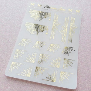 Foiled Spider Web Overlay Planner Stickers, Spider Web Corner Overlays, Decorative Clear Stickers, Halloween Overlays, Cobweb Sticker, RS054