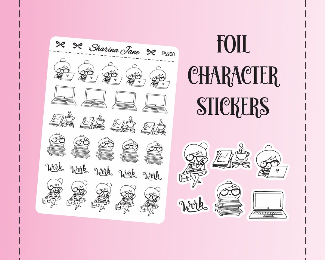 Sally-ann Work Foil Character Planner Stickers, Work Tracker Stickers ...
