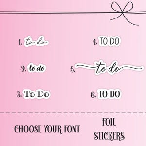 Foiled To Do Script Planner Sticker, Weiß oder Weiß, To Do Liste, Erinnerungssticker, kleine Dinge und Littles