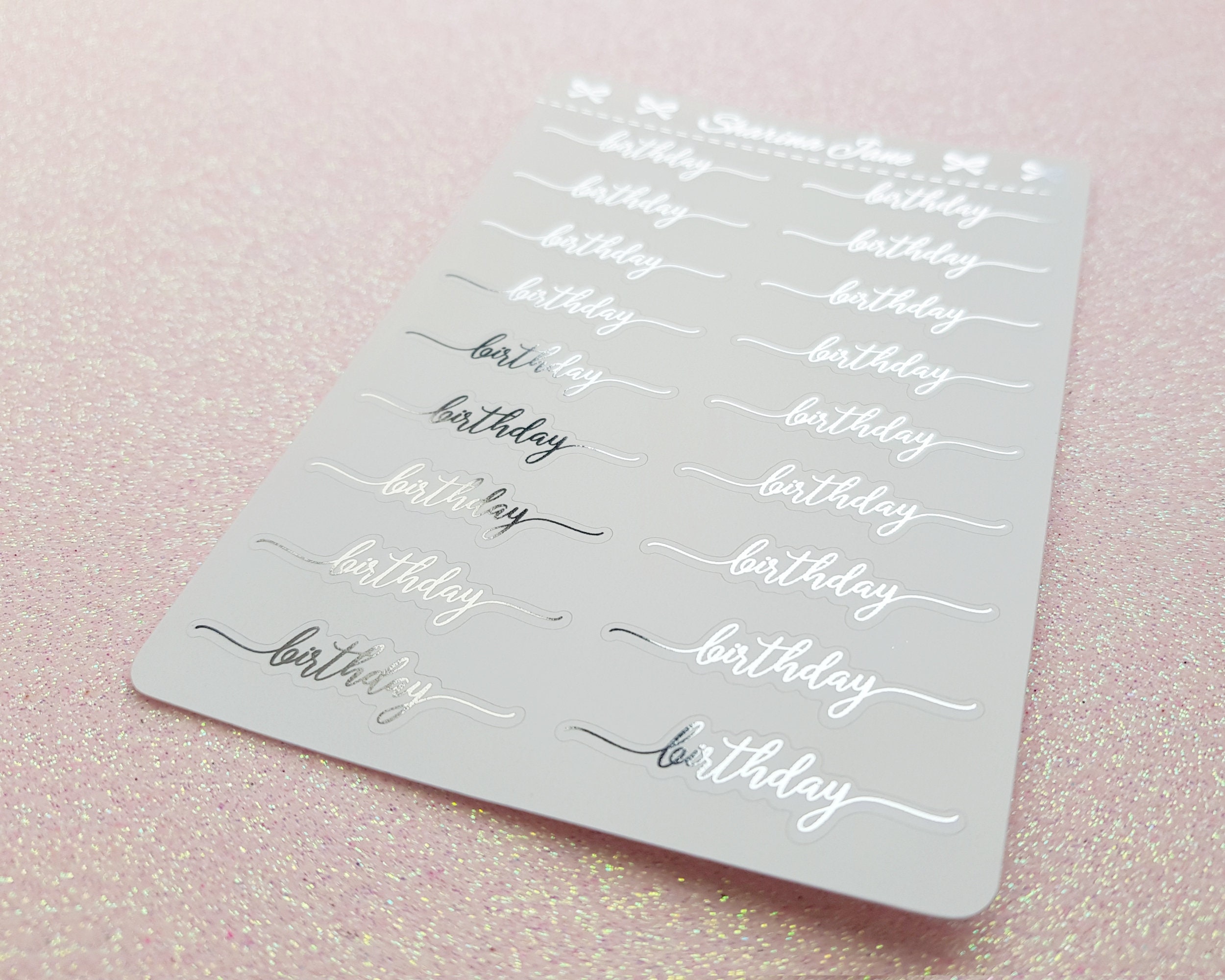 Birthday Foiled Script Stickers - Bullet Journal Stickers – Get