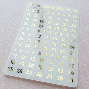 Clear foil Date Dots, Date Dot Planner Stickers, Clear Overlays, Calendar Stickers, Foiled Number Stickers, Foil Date Covers, RS004