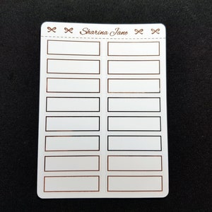 Foil Quarter Box Planner Stickers, Foiled Plain Simple Border Quarter Boxes, Appointment Labels, RS070 image 2