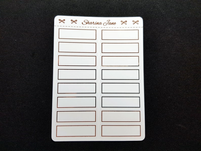 Foil Quarter Box Planner Stickers, Foiled Plain Simple Border Quarter Boxes, Appointment Labels, RS070 image 2