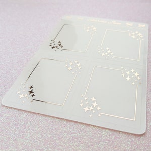 Stickers muraux transparents pour agenda à superposition avec cadre, bordure d'amas d'étoiles d'angle, superposition de bordures transparente avec cadre complet, galaxie céleste, RS044