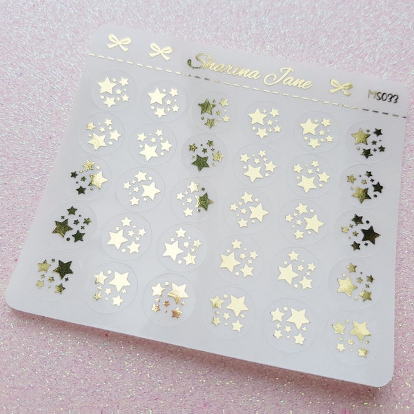 Foil Clear Star Cluster Dots - Mini Sheet, Deco Planner Stickers, Galaxy Starburst Celestial Stickers, Clear Foil Overlays, MS033 ms033