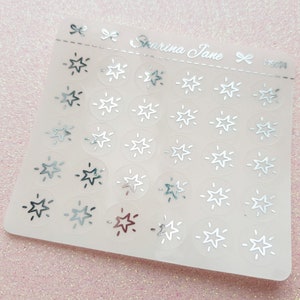 Foil Clear Starburst Dots - Mini Bogen, Klare Folie Deco Planner Sticker, Galaxy Celestial Star Sticker, Klare Foil Overlays, MS034 ms034