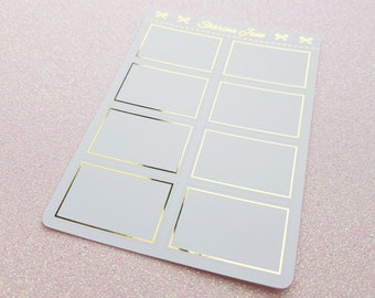 Foil Half Box Planner Stickers, Foiled Simple Line Plain Border Half Boxes, Appointment Labels, RS067