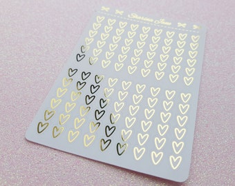 Foil 6 Heart Checklist Planner Stickers, Full Box Heart Checklist Stickers, Foil Checklists, Full Box Checklists, To Do Stickers, RS019