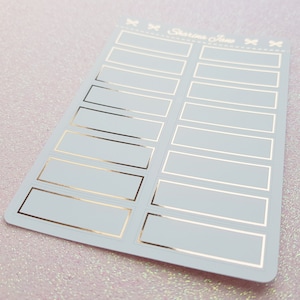 Foil Quarter Box Planner Stickers, folierte schlichte einfache Border Quarter Boxes, Terminplaner Aufkleber, RS070