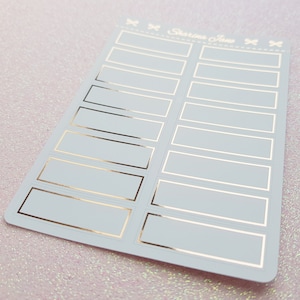 Foil Quarter Box Planner Stickers, Foiled Plain Simple Border Quarter Boxes, Appointment Labels, RS070 image 1