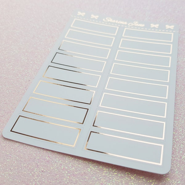 Foil Quarter Box Planner Stickers, Foiled Plain Simple Border Quarter Boxes, Appointment Labels, RS070