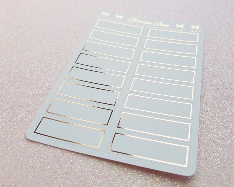 Foil Quarter Box Planner Stickers, Foiled Plain Simple Border Quarter Boxes, Appointment Labels, RS070 image 1