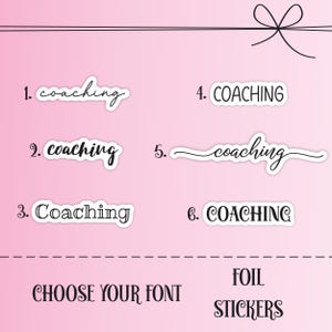 Pegatinas para planificadores con guiones de coaching, coaching de vida, coaching de equipos deportivos, coaching profesional, guiones en mayúsculas y minúsculas