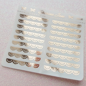 Lacey Scallop Clear Foil Header Overlays - Mini Sheet, Foil Header Overlays, Scallop Headers, Planner Stickers, Scallop Headers, MS030 ms030