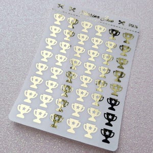 Foil Trophy Icon Planner Stickers, Belohnungs- und Motivationsaufkleber, RS676