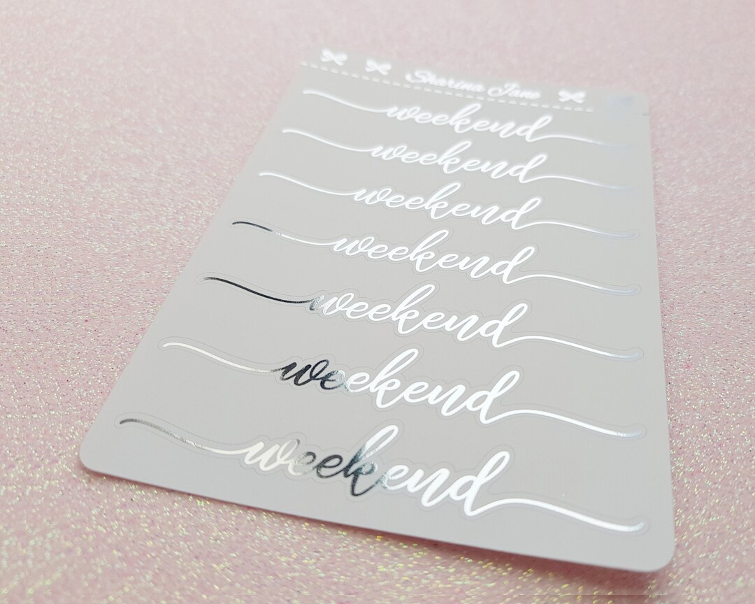 Weekend Off Sticker Foiled Weekend Script Planner Stickers - Double Box Weekend Banner ...