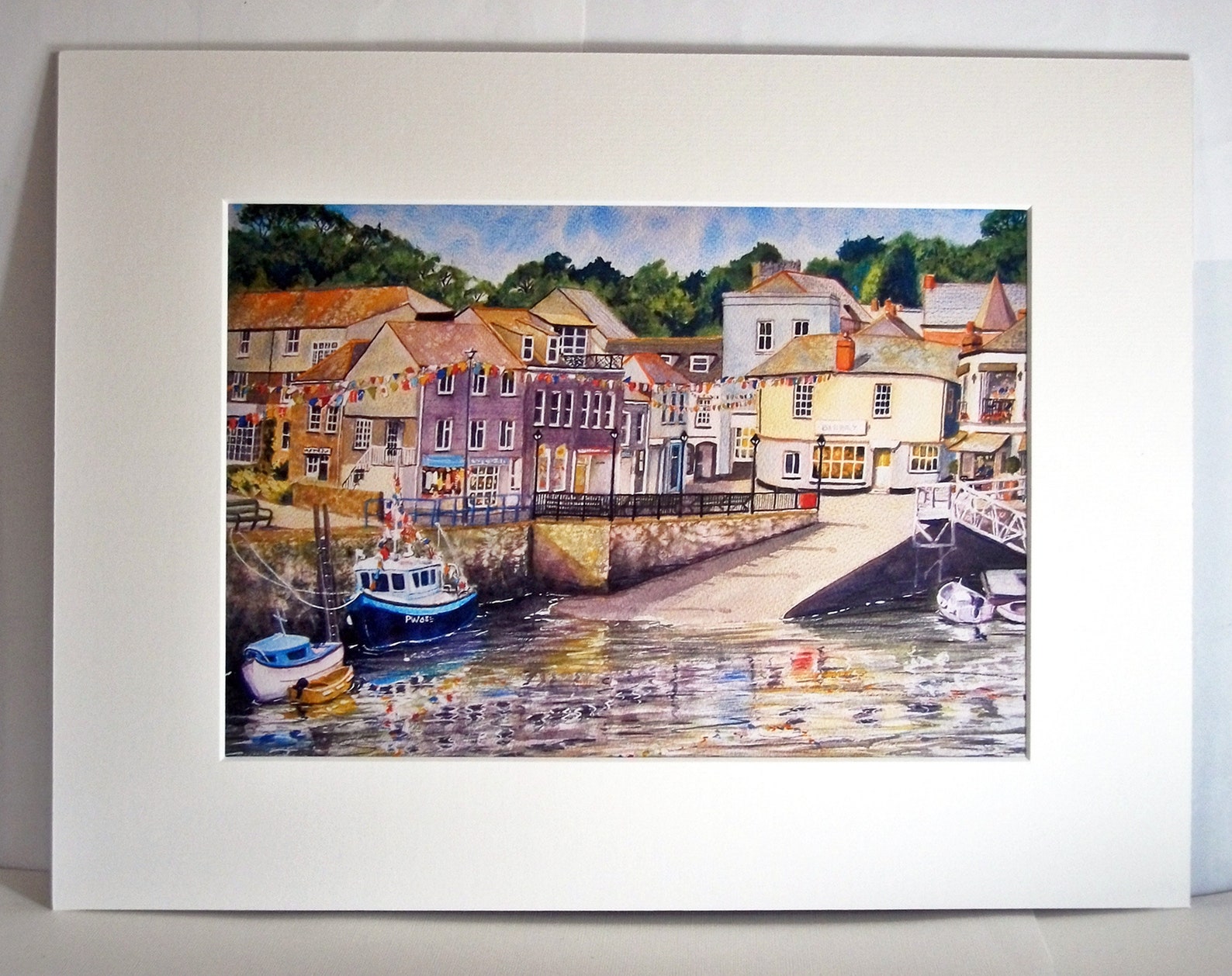 Padstow Harbour Mounted A4 Print of watercolour painting by Etsy