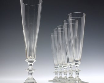 Six Edwardian Champagne Glass Flutes c1910