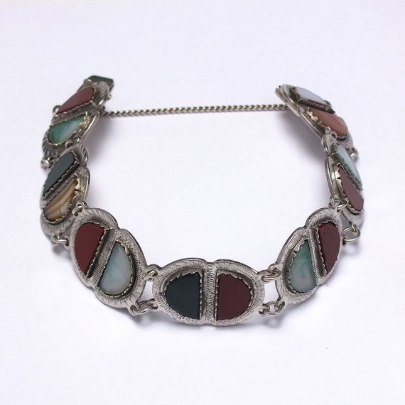Solid Silver and Scottish Agate Bracelet Glasgow … - image 1