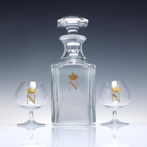 Vintage Baccarat Harcourt Napoleon Brandy Decanter & Six Brandy