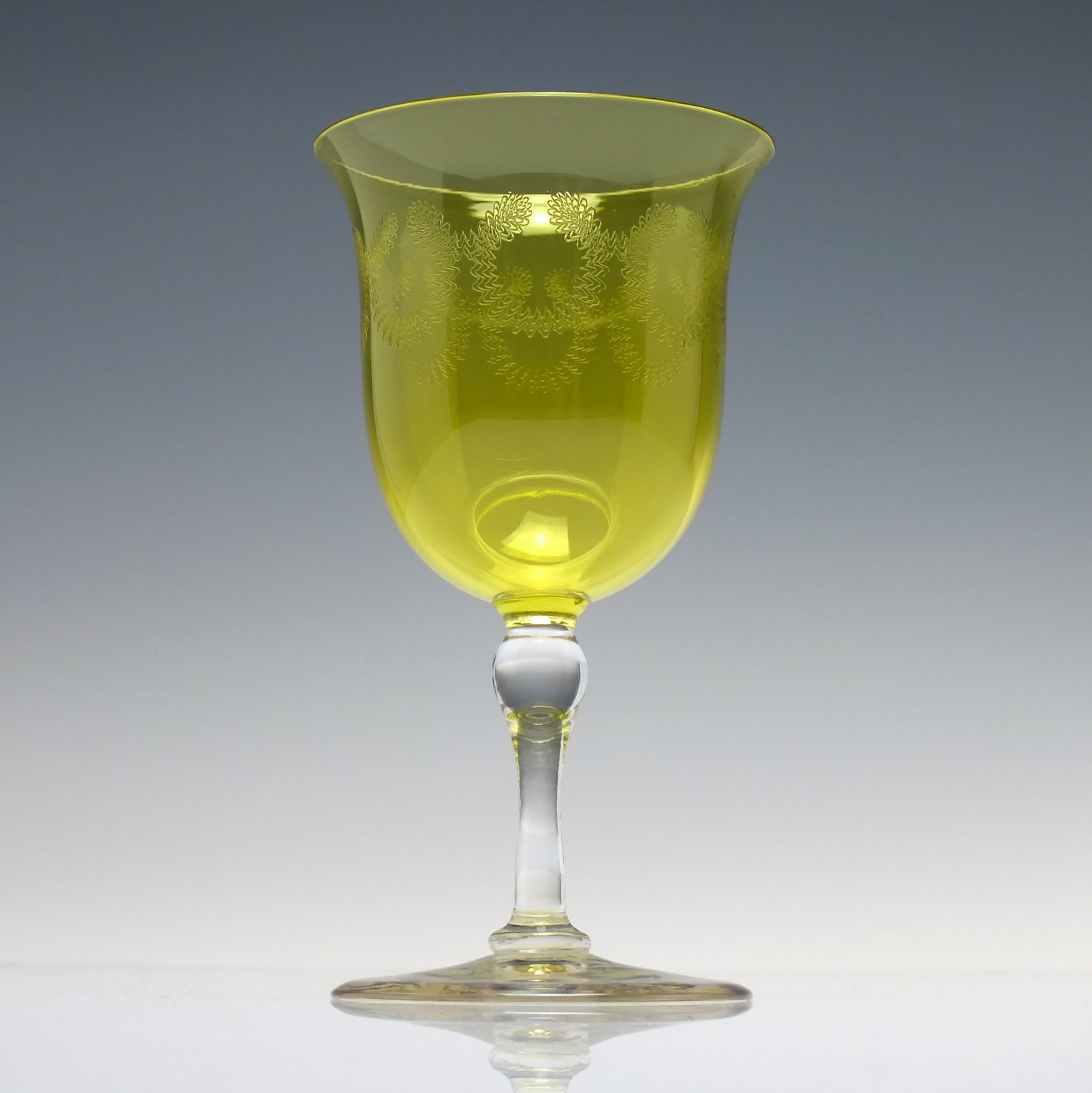 Rare Set Of Six Edwardian Engraved Yellow Wine Glasses c1910 Etsy