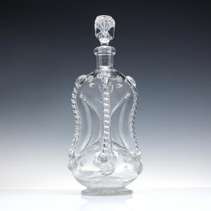 Antique Glass Cluck Cluck Decanter with Sunflower Prunts c1900