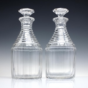 Pair 19th Century Nelson Glass Decanters c1830