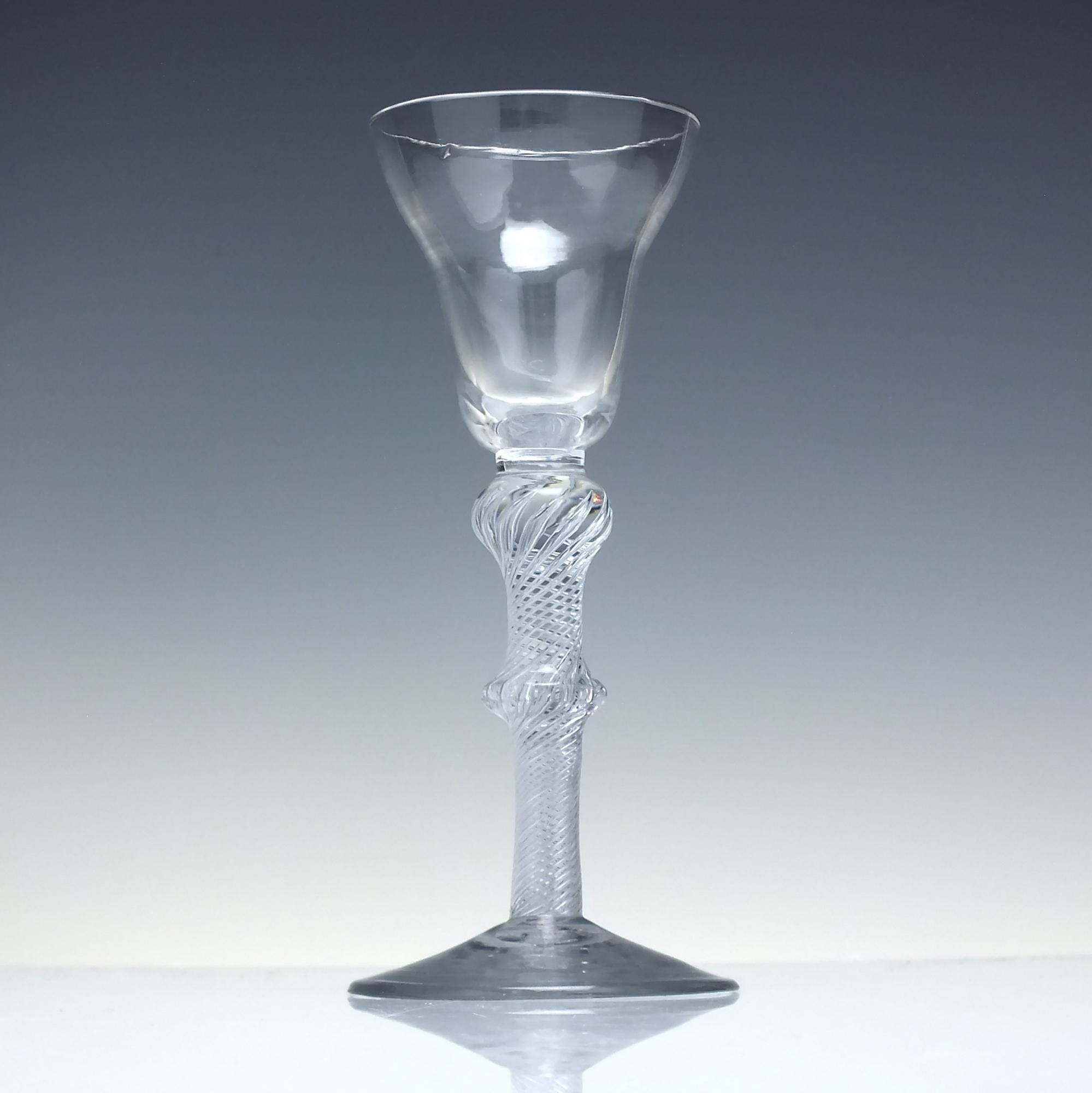 希少な18世紀のパントップダブルノップエアツイストワイングラス（1750