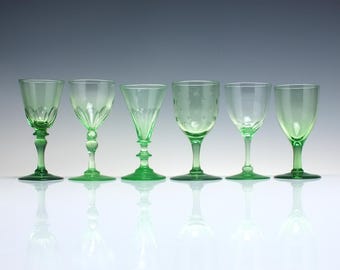 Six Antique Victorian Vaseline Wine Glasses C1880 - Etsy Israel