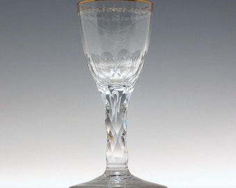 イギリス　ファセットカットグラス 18世紀イギリス製、ファセットカットの金縁ワイングラス（1780年頃