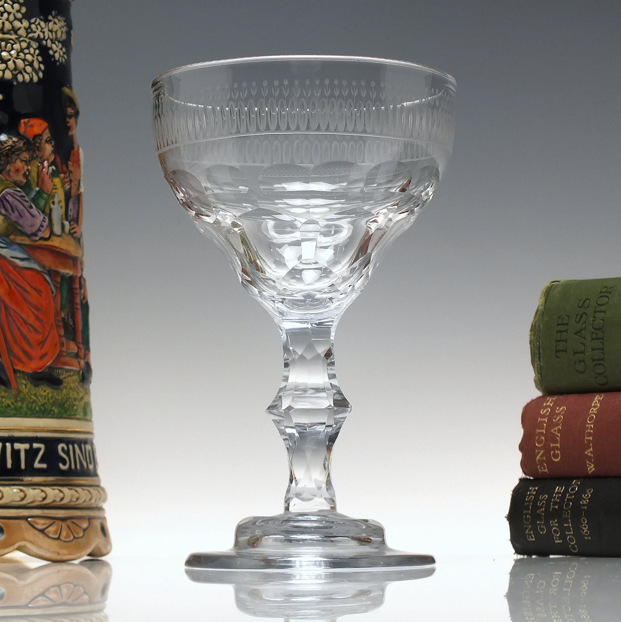 Pair Of 18Th Century Monogrammed Baroque wine Glasses For Sale at