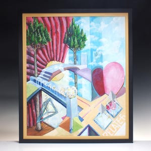 Vintage Original Acrylic Painting on Canvas &#39;Take A Chance&#39; by Richard Cafiero c1980
