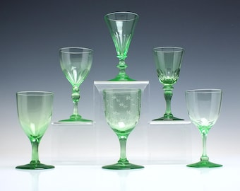 Six Antique Victorian Vaseline Wine Glasses C1880 - Etsy Israel